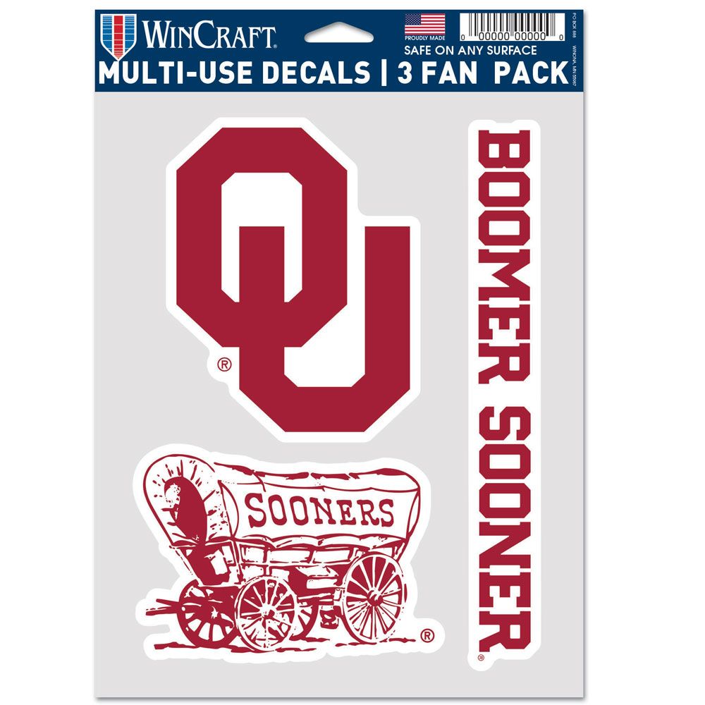 Sooners Graphics Oklahoma Sooners 3 Fan Pack Decals โ Auto License Plates Frames