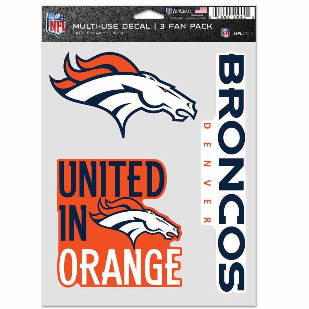 Denver Broncos 3 Fan Pack Decals