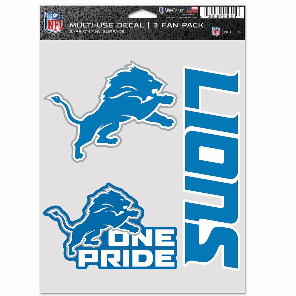 Detroit Lions 3 Fan Pack Decals