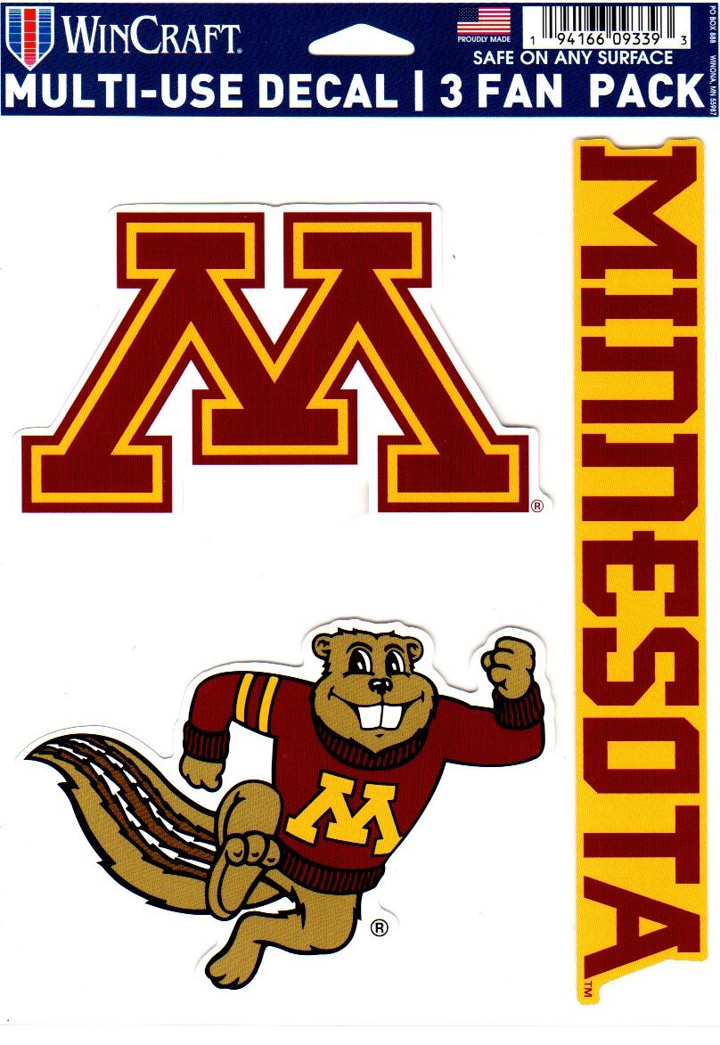 Minnesota Golden Gophers 3 Fan Pack Decals