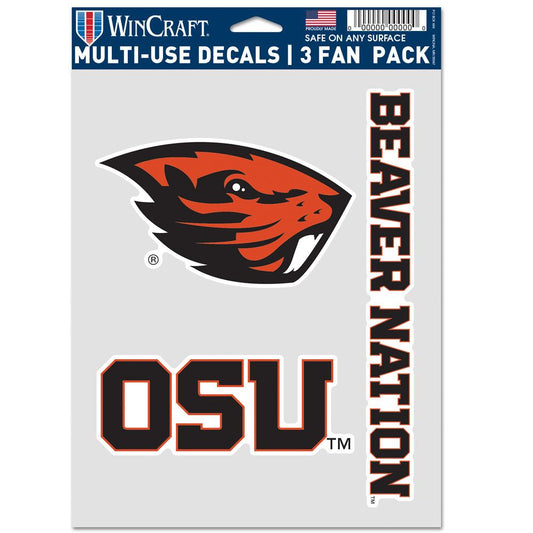 Oregon State Beavers 3 Fan Pack Decals