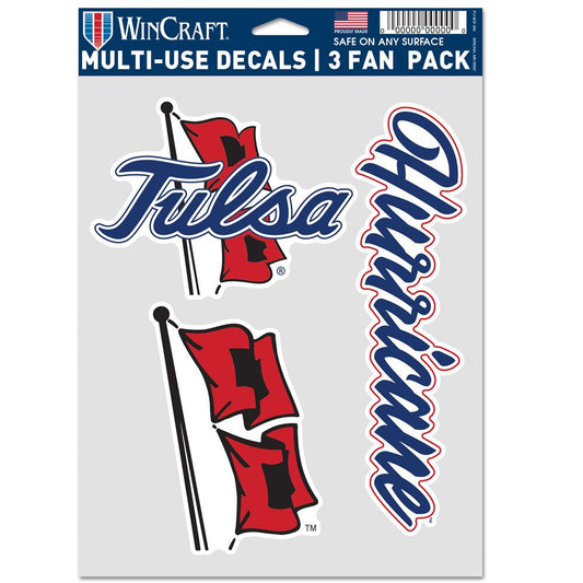 Tulsa Golden Hurricanes 3 Fan Pack Decals