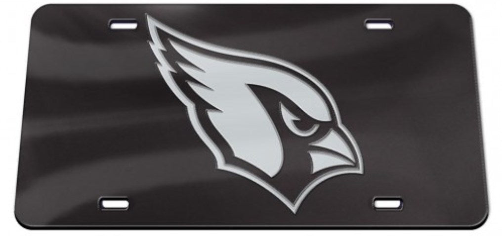 Arizona Cardinals Black Crystal Mirror Laser License Plate