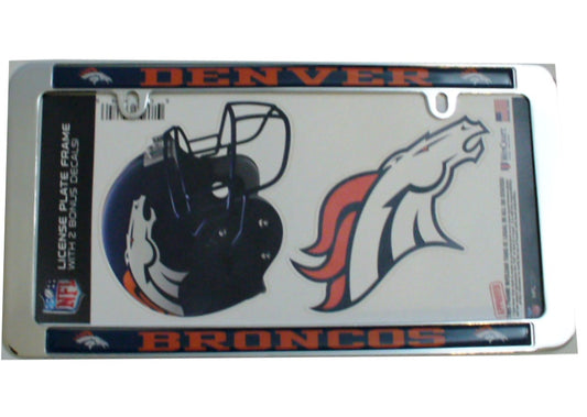 Denver Broncos Thin Rim Value Chrome Frame w/Bonus Decals