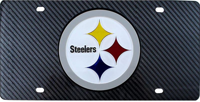 Pittsburgh Steelers Carbon Fiber Design Laser License Plate