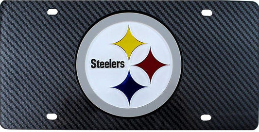 Pittsburgh Steelers Carbon Fiber Design Laser License Plate