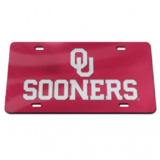 OU Sooners Script Red Laser License Plate