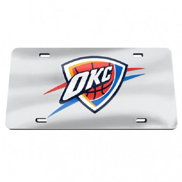 Oklahoma City Thunder Logo Silver Laser License Plate