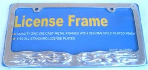 Chrome Flame License Plate Frame