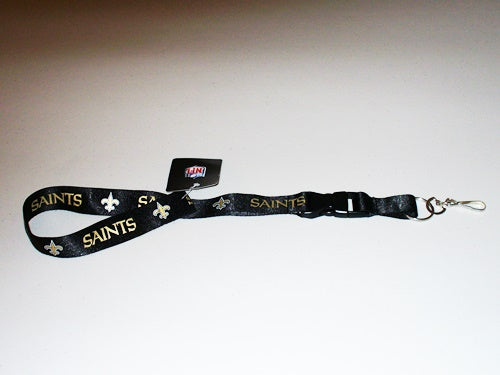 New Orleans Saints Black Lanyard With Safety Fastener