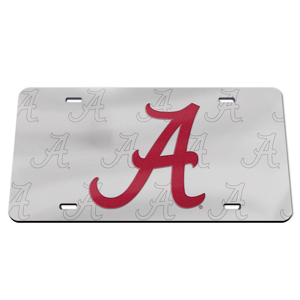 Alabama Flying A Silver Laser License Plate