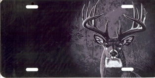 Deer Offset on Black Airbrush License Plate