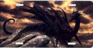 Dragon on Volcano Photo License Plate